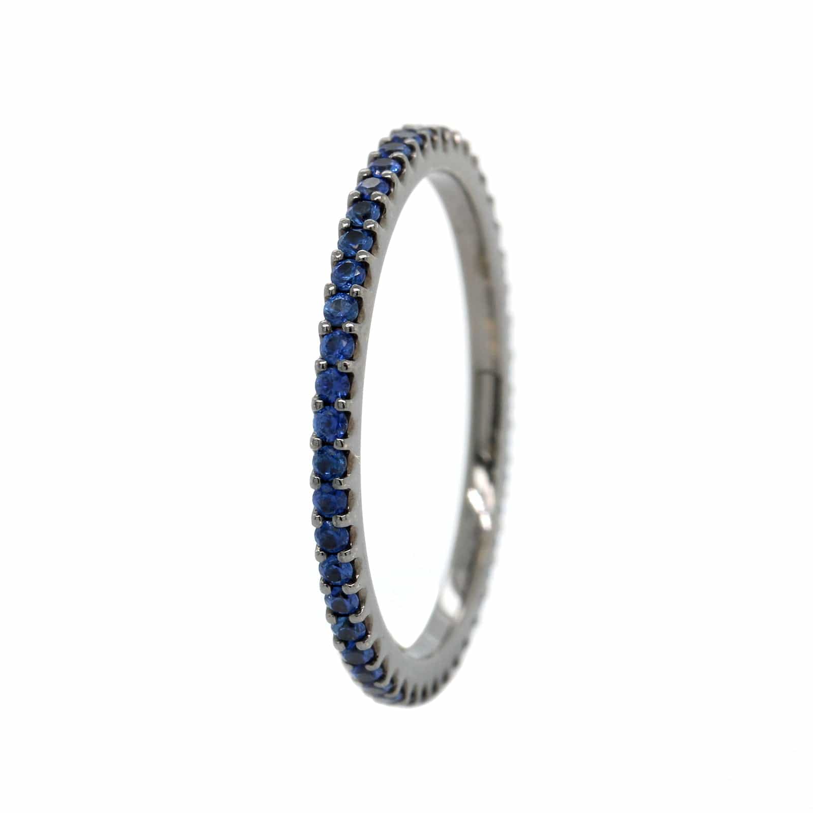 18K White Gold Shared Prong Sapphire Ring - Image 2