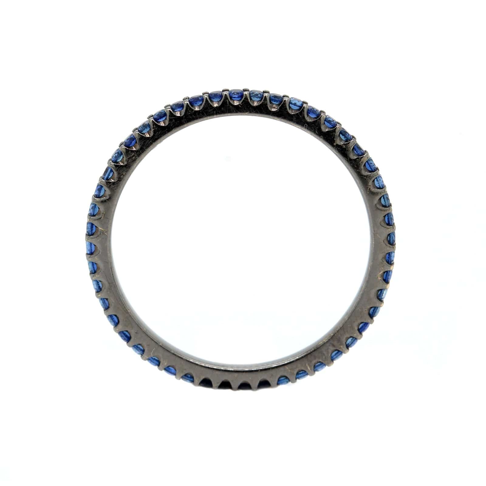 18K White Gold Shared Prong Sapphire Ring - Image 3