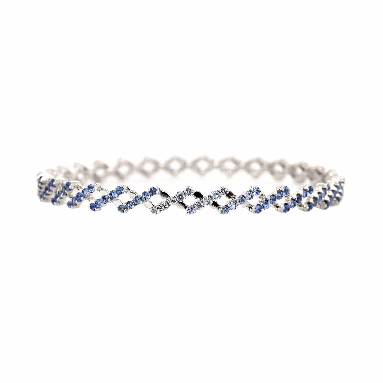 18K White Gold Adjustable Blue Sapphire Ring - Image 2