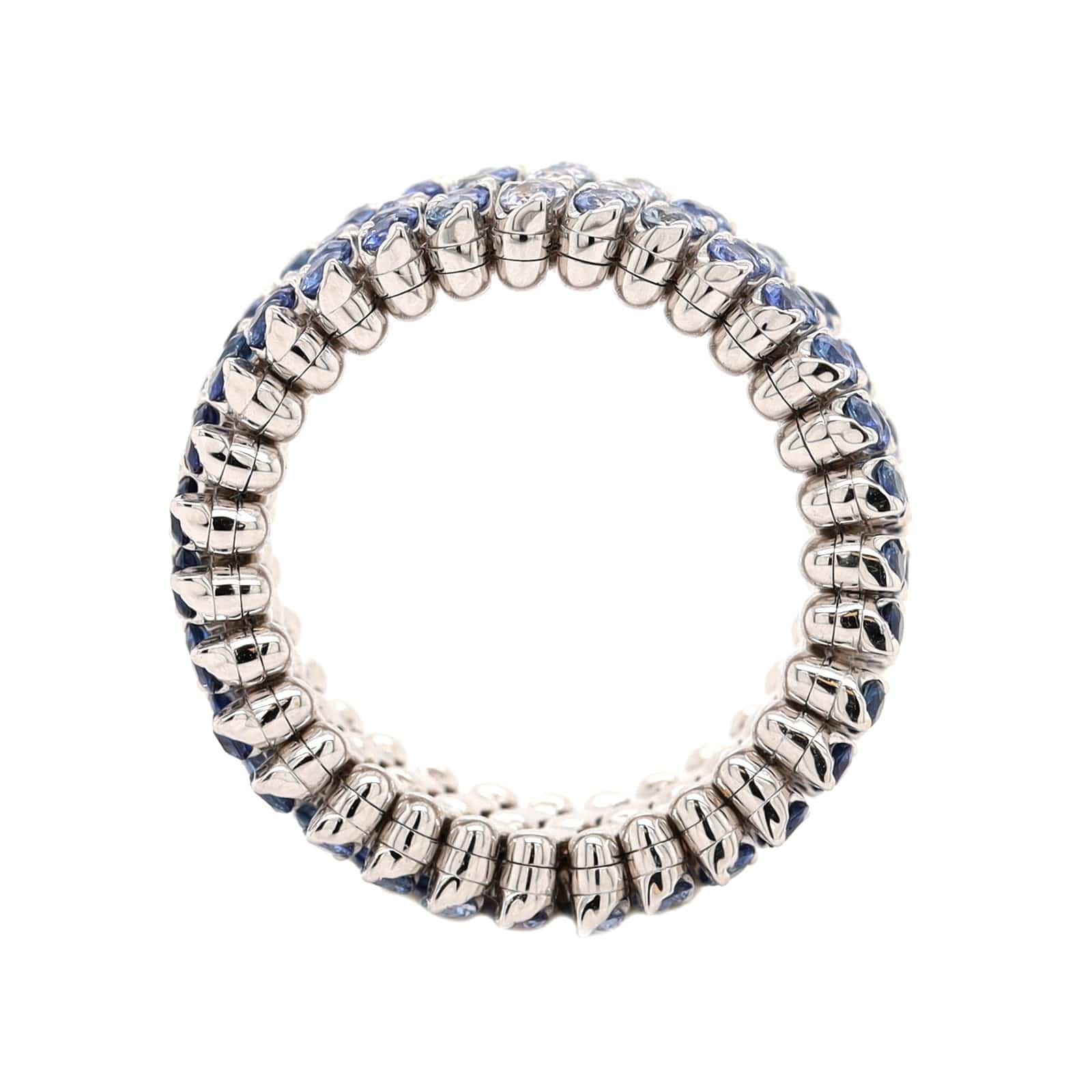 18K White Gold Adjustable Blue Sapphire Ring - Image 3