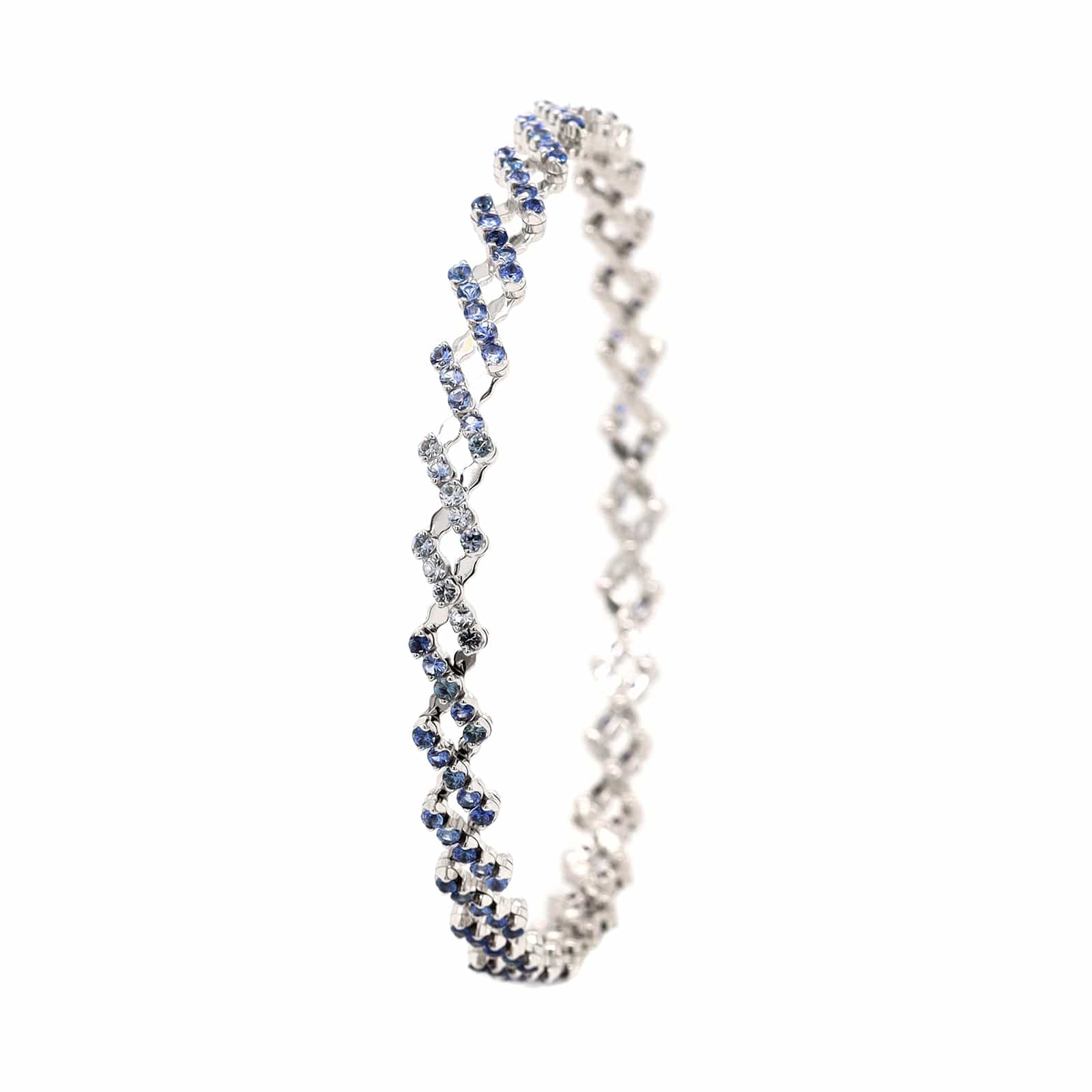 18K White Gold Adjustable Blue Sapphire Ring - Image 5