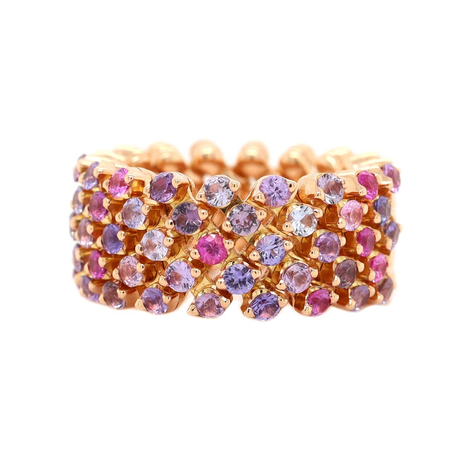 18K Rose Gold Adjustable Muti Colored Sapphire Ring