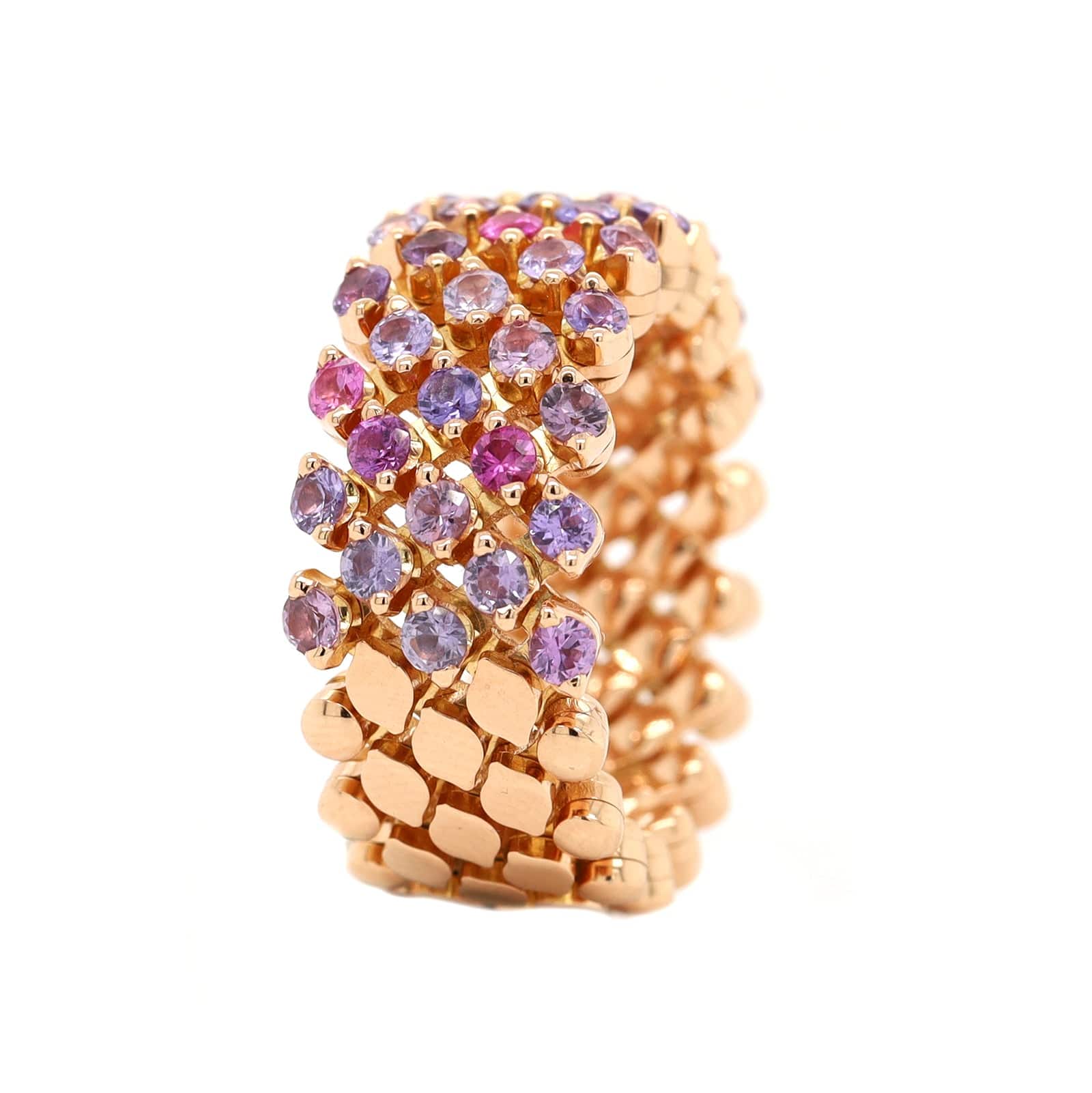 18K Rose Gold Adjustable Muti Colored Sapphire Ring - Image 5