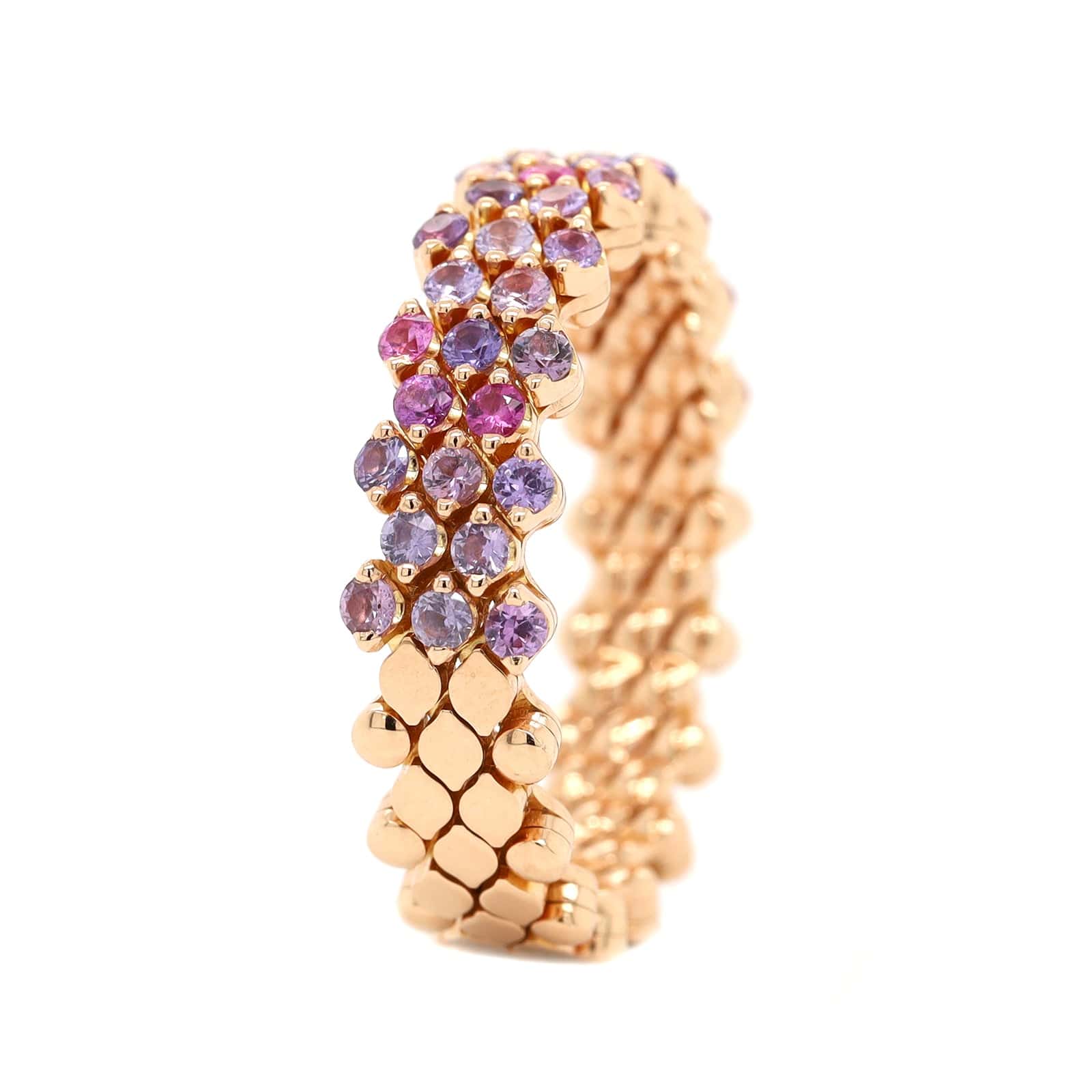 18K Rose Gold Adjustable Muti Colored Sapphire Ring - Image 6