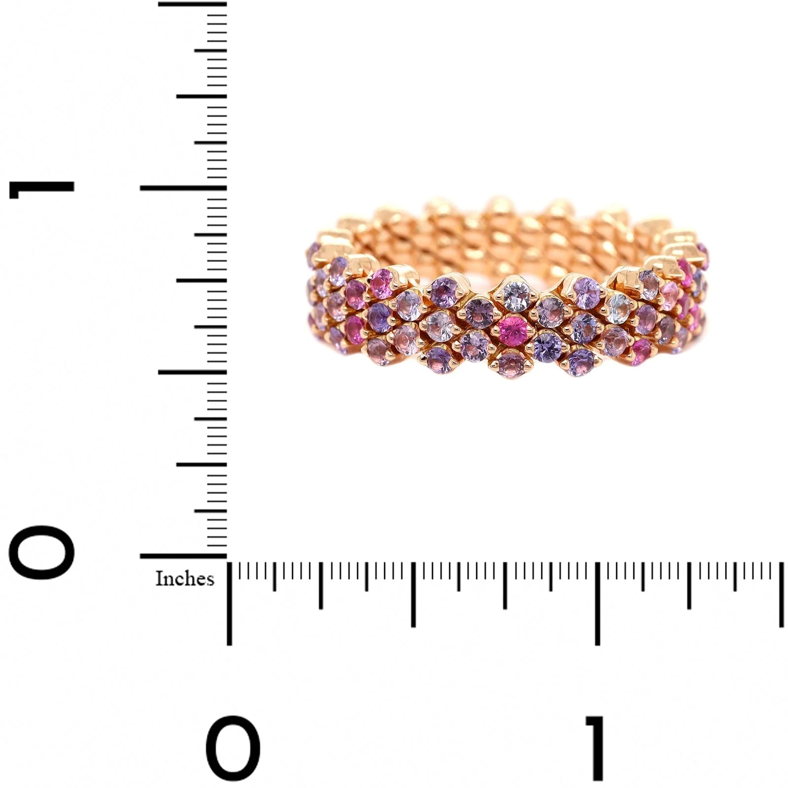 18K Rose Gold Adjustable Muti Colored Sapphire Ring - Image 8