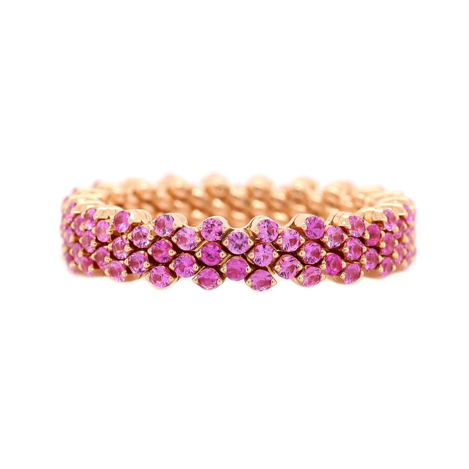 18K Rose Gold Adjustable 5 Row Pink Sapphire Ring - Image 2
