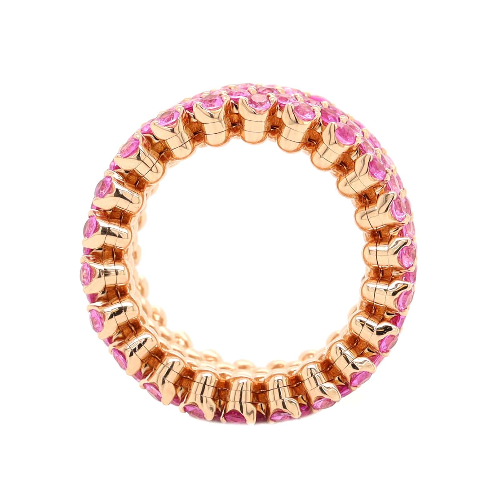 18K Rose Gold Adjustable 5 Row Pink Sapphire Ring - Image 3