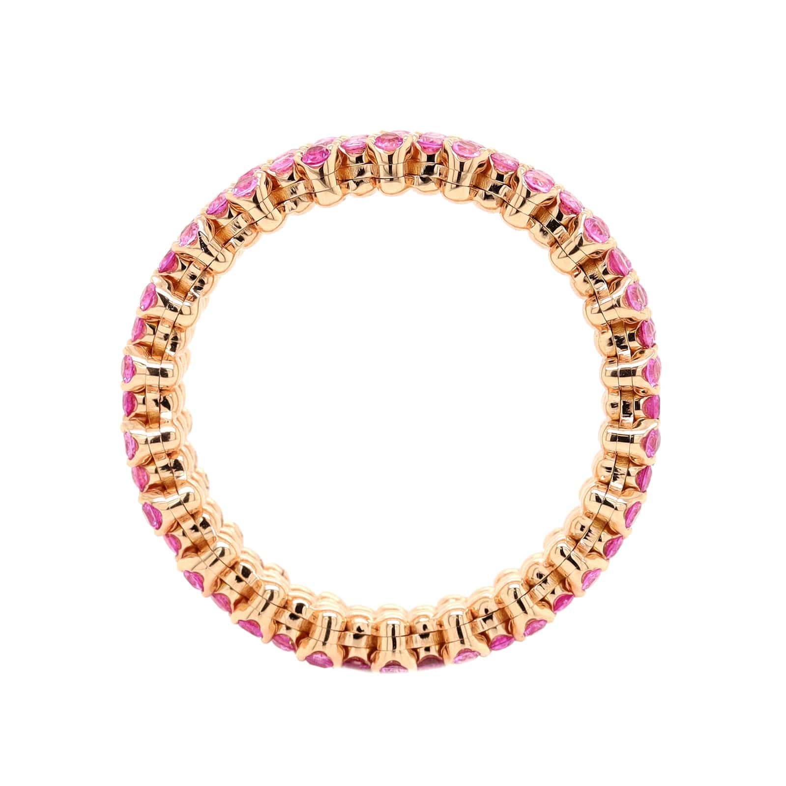 18K Rose Gold Adjustable 5 Row Pink Sapphire Ring - Image 4
