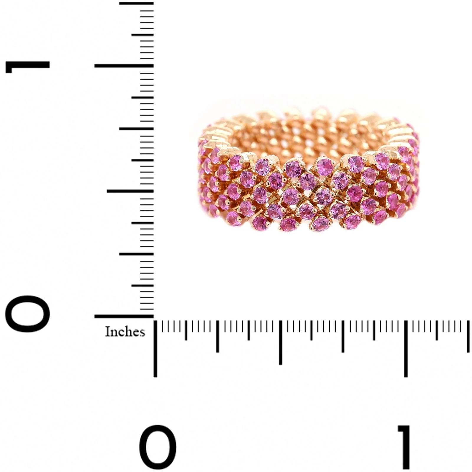 18K Rose Gold Adjustable 5 Row Pink Sapphire Ring - Image 7