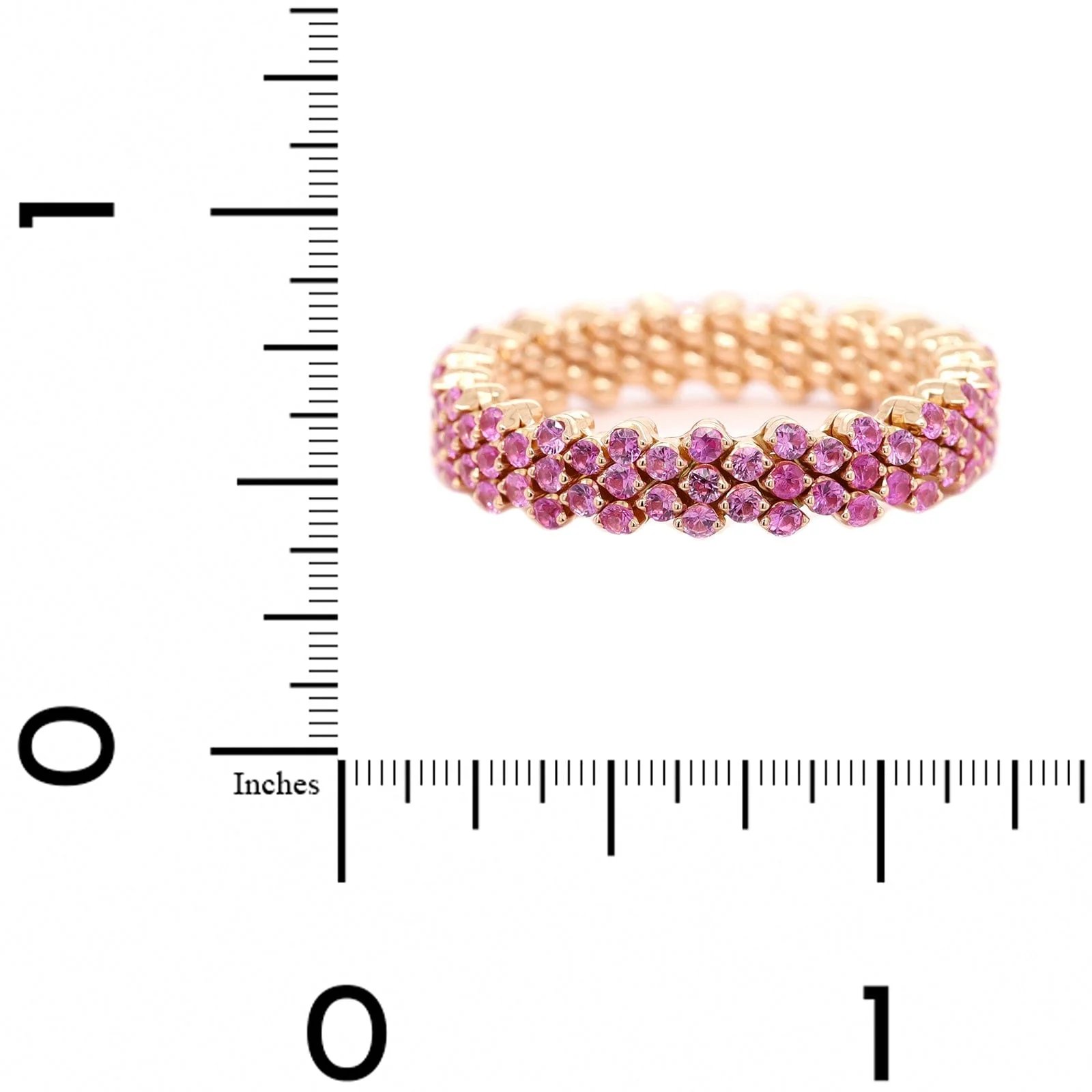 18K Rose Gold Adjustable 5 Row Pink Sapphire Ring - Image 8