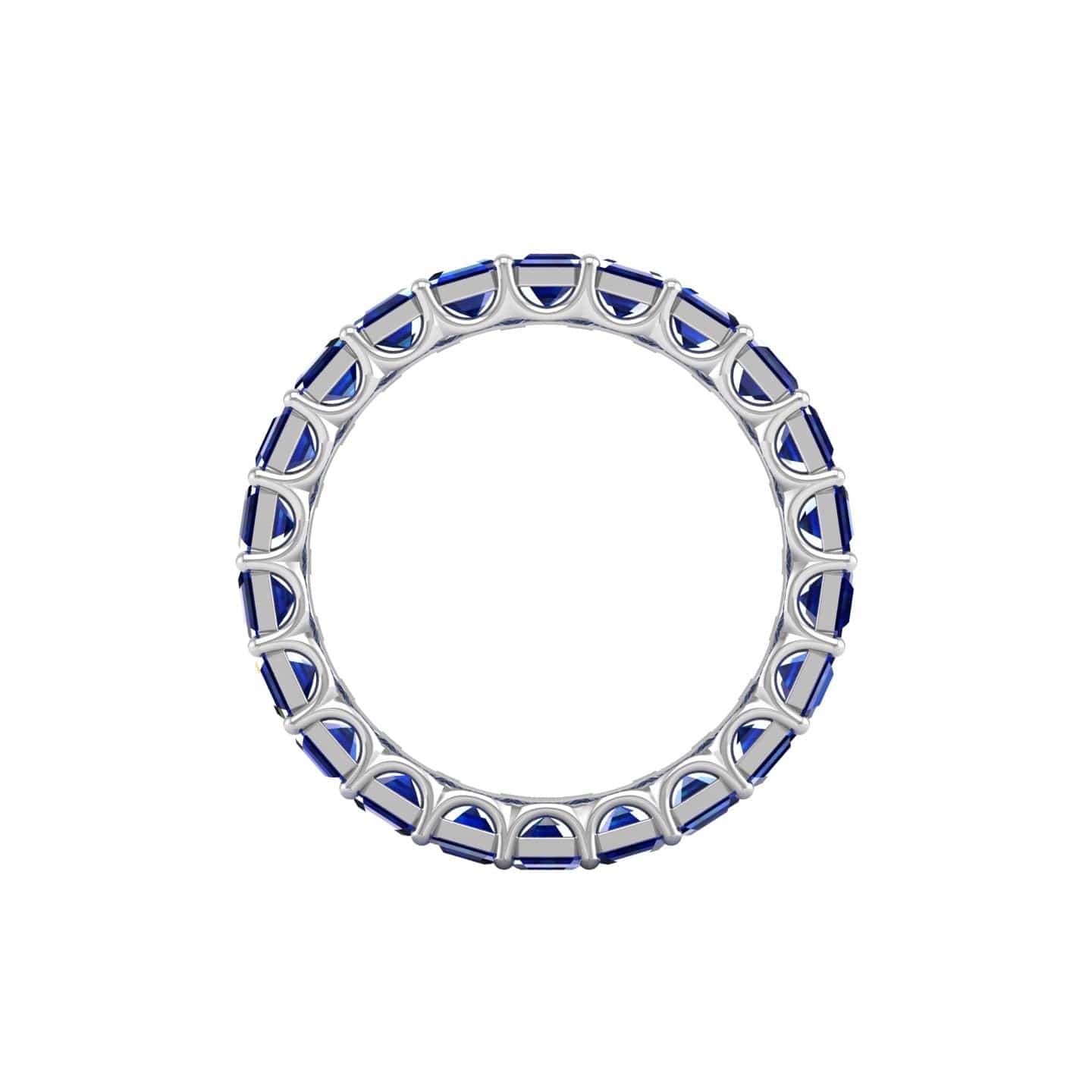 18K White Gold Emerald Cut Blue Sapphire Eternity Band - Image 5