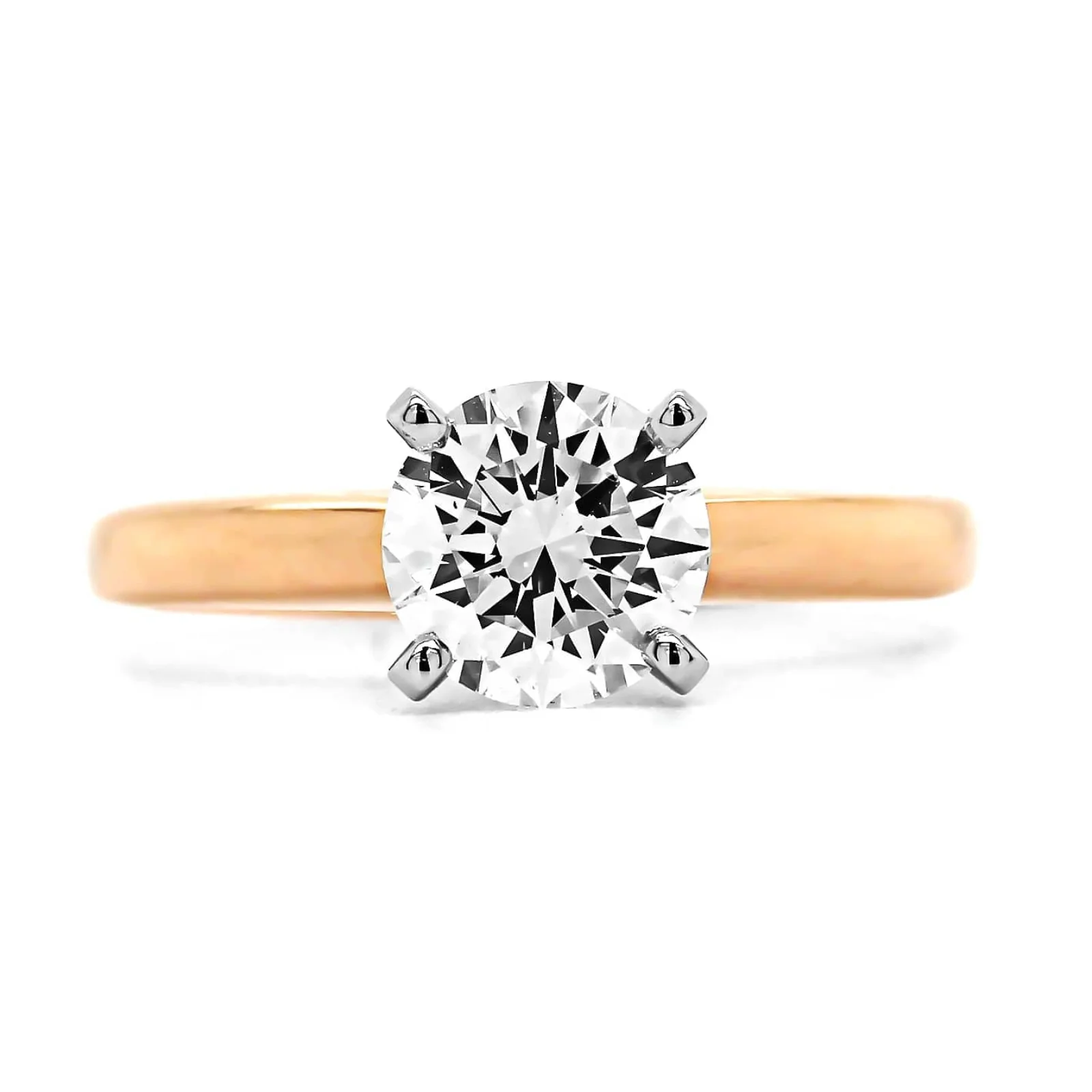 18K Rose Gold Round Diamond Solitaire Engagement Ring