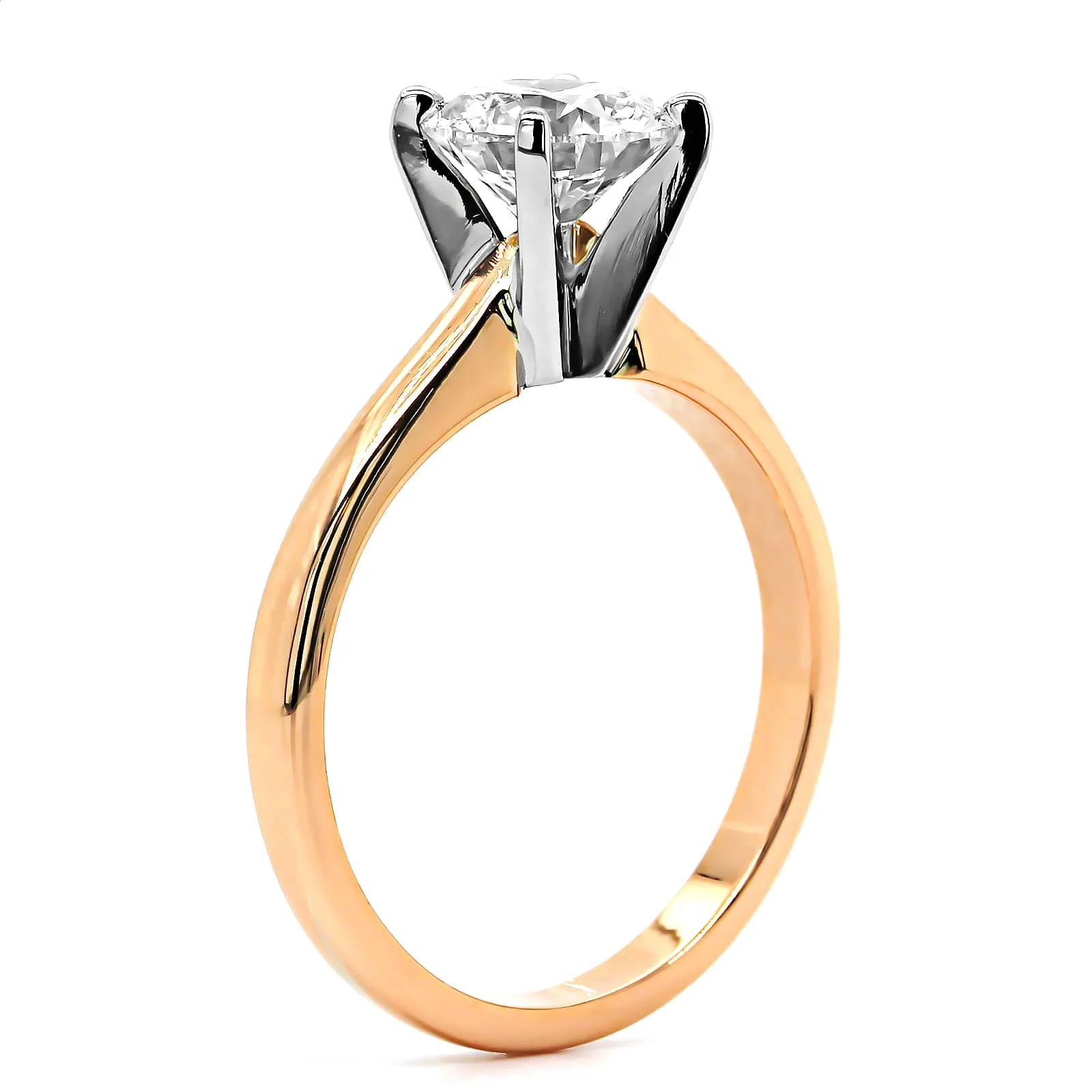 18K Rose Gold Round Diamond Solitaire Engagement Ring - Image 2