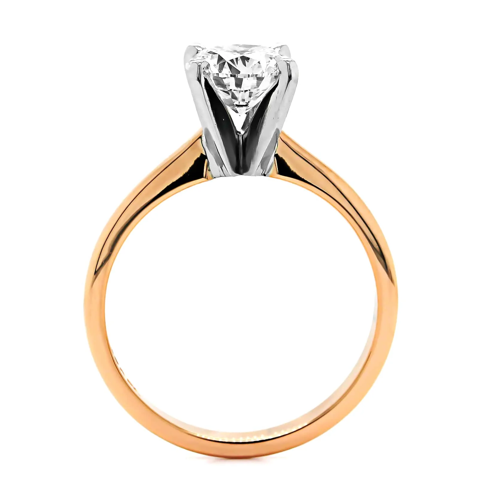 18K Rose Gold Round Diamond Solitaire Engagement Ring - Image 3