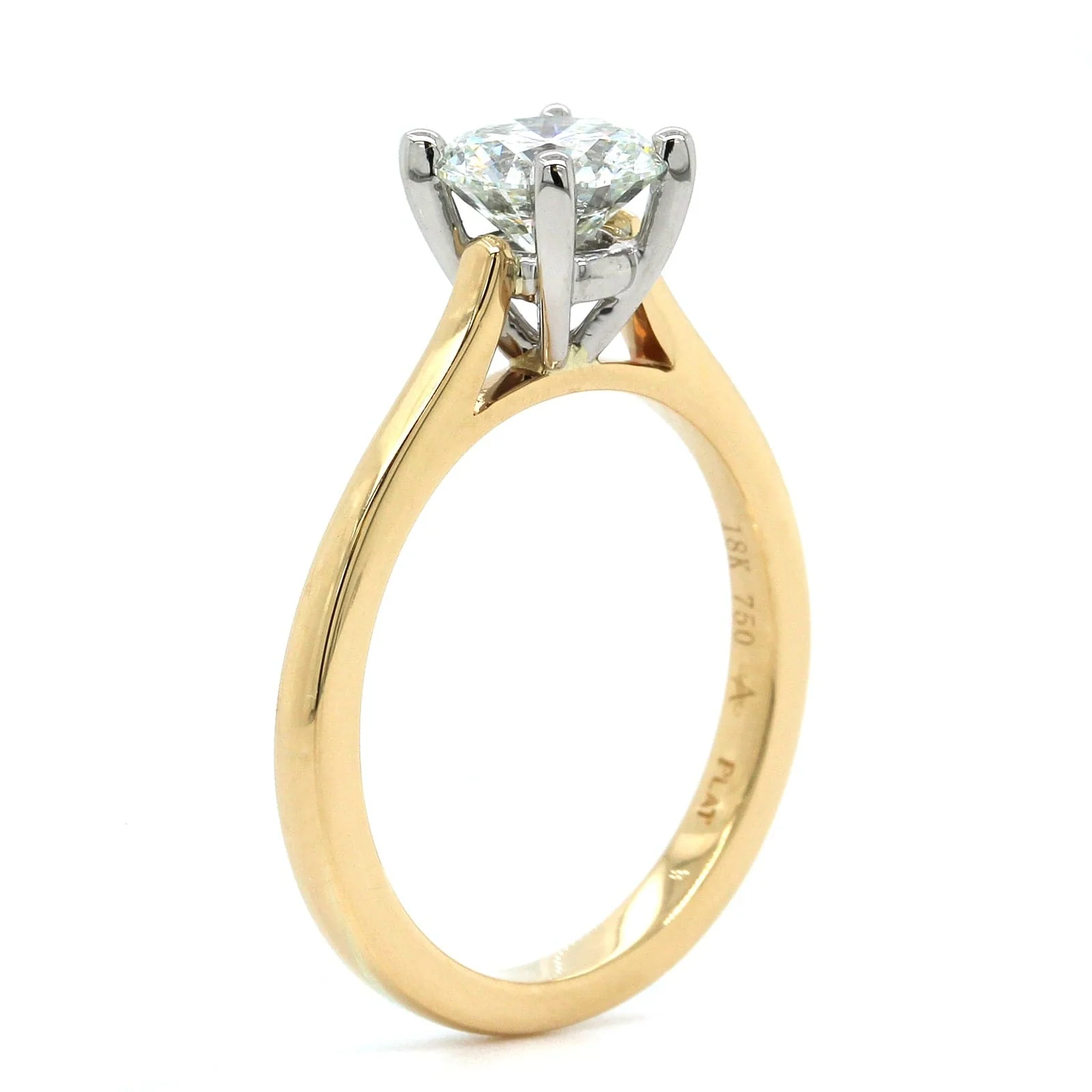 18K Yellow Gold and Platinum Diamond Solitaire Engagement Ring - Image 2