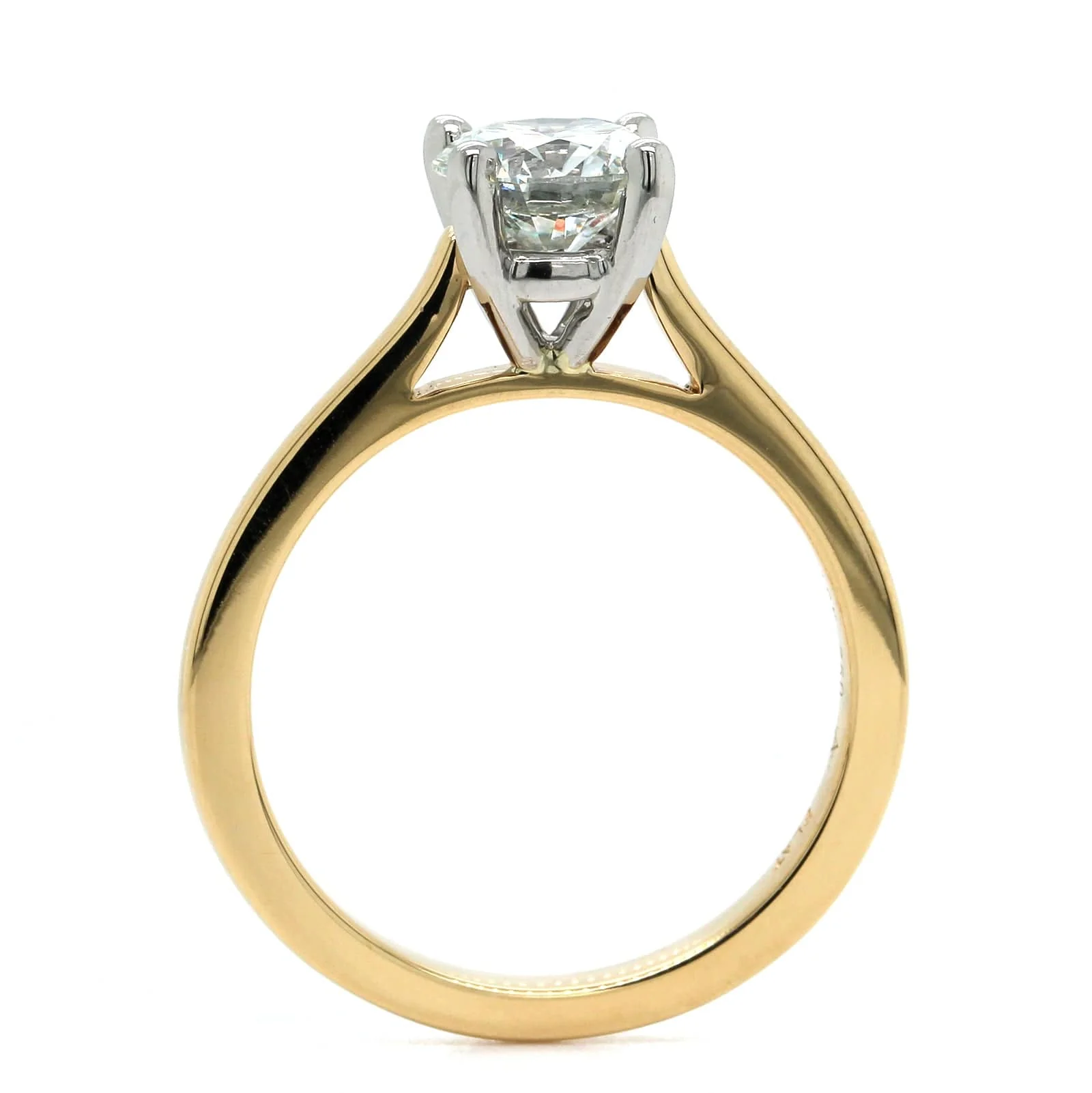18K Yellow Gold and Platinum Diamond Solitaire Engagement Ring - Image 3