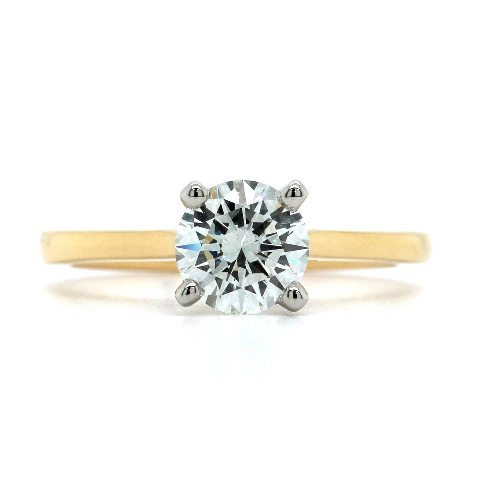 18K Yellow Gold and Platinum Diamond Solitaire Engagement Ring - Image 5