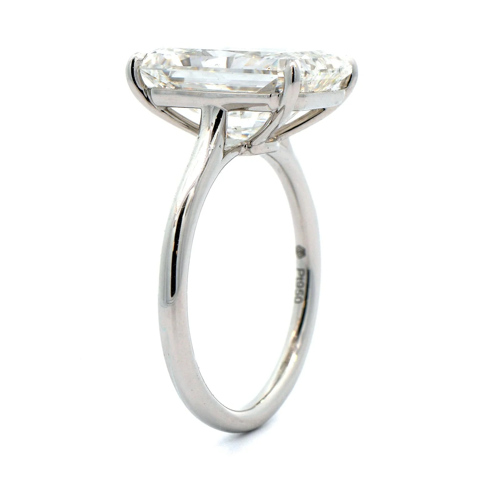 Platinum 4 Prong Cathedral Mounted Radiant Cut Diamond Engagement Ring - Image 2