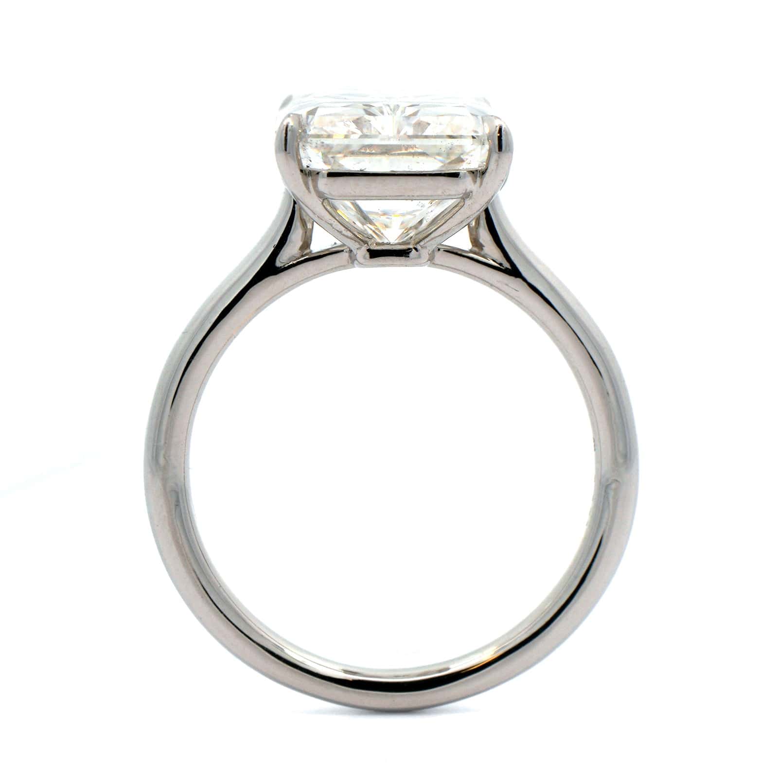 Platinum 4 Prong Cathedral Mounted Radiant Cut Diamond Engagement Ring - Image 3