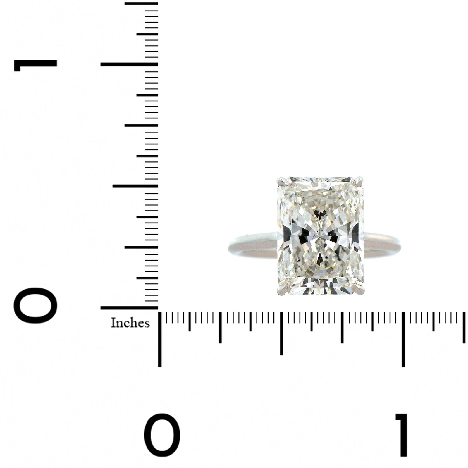 Platinum 4 Prong Cathedral Mounted Radiant Cut Diamond Engagement Ring - Image 4