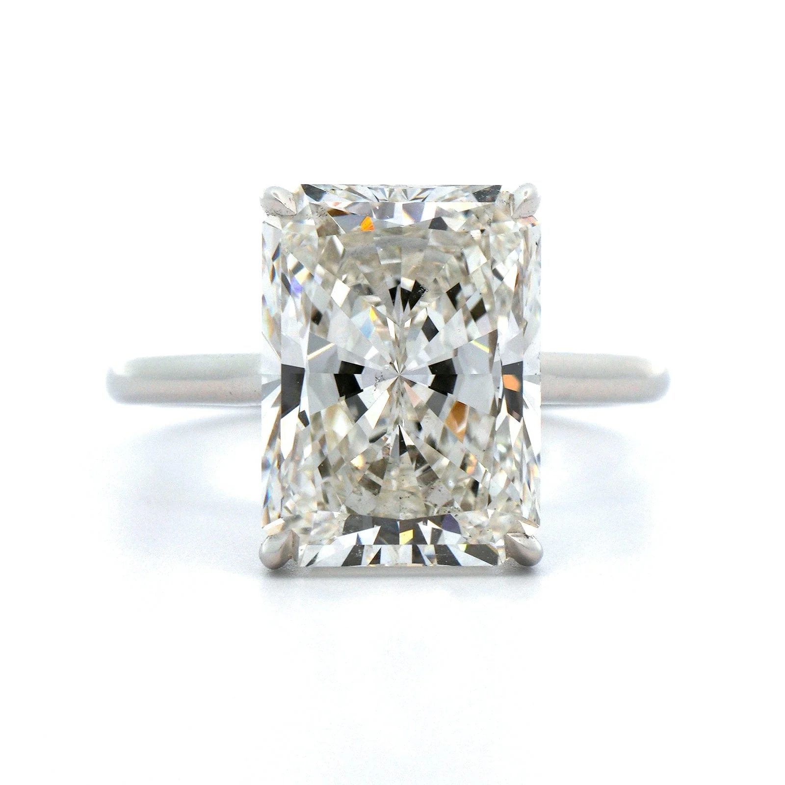 Platinum 4 Prong Cathedral Mounted Radiant Cut Diamond Engagement Ring - Image 5