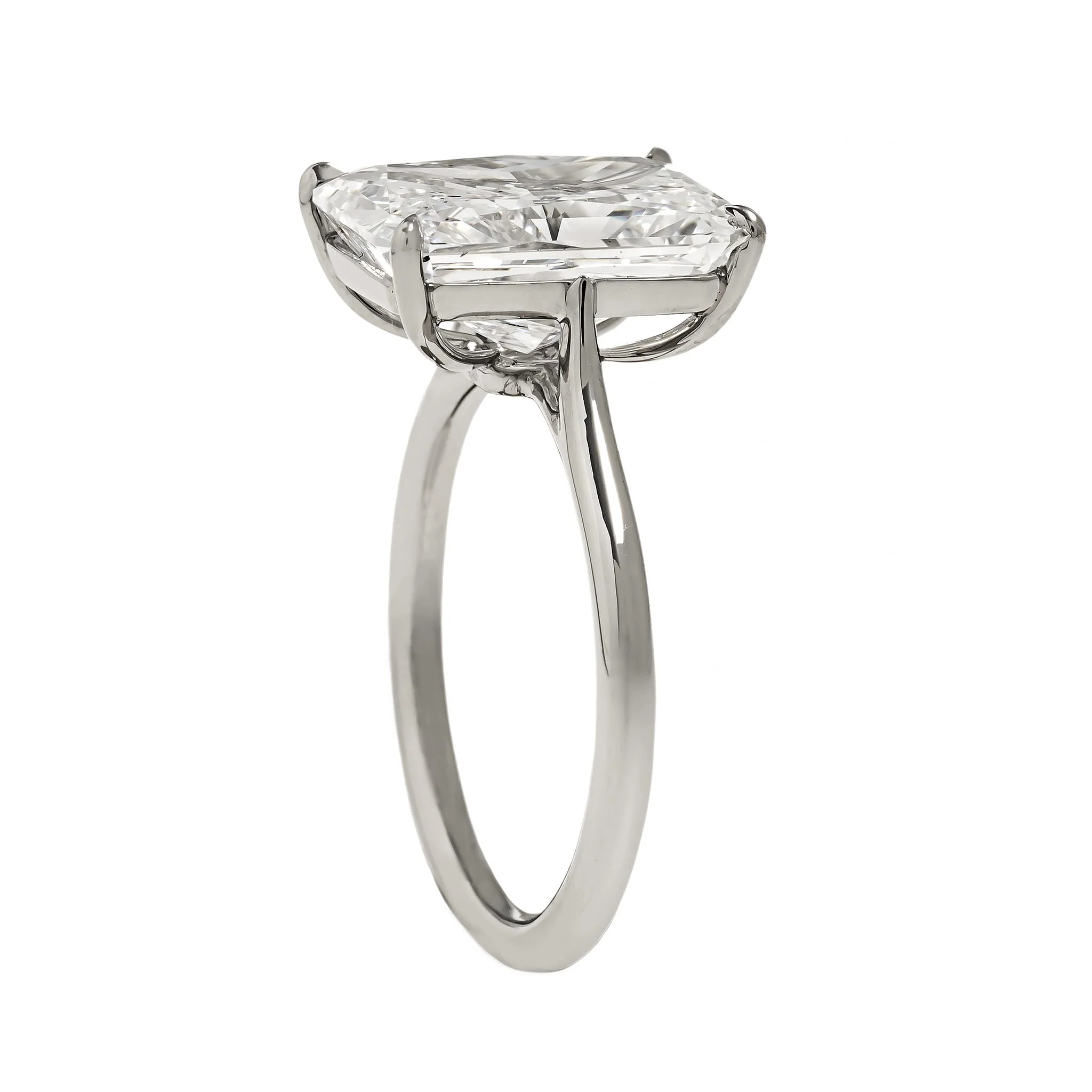 Platinum Radiant Cut Diamond Cathedral Engagement Ring - Image 2