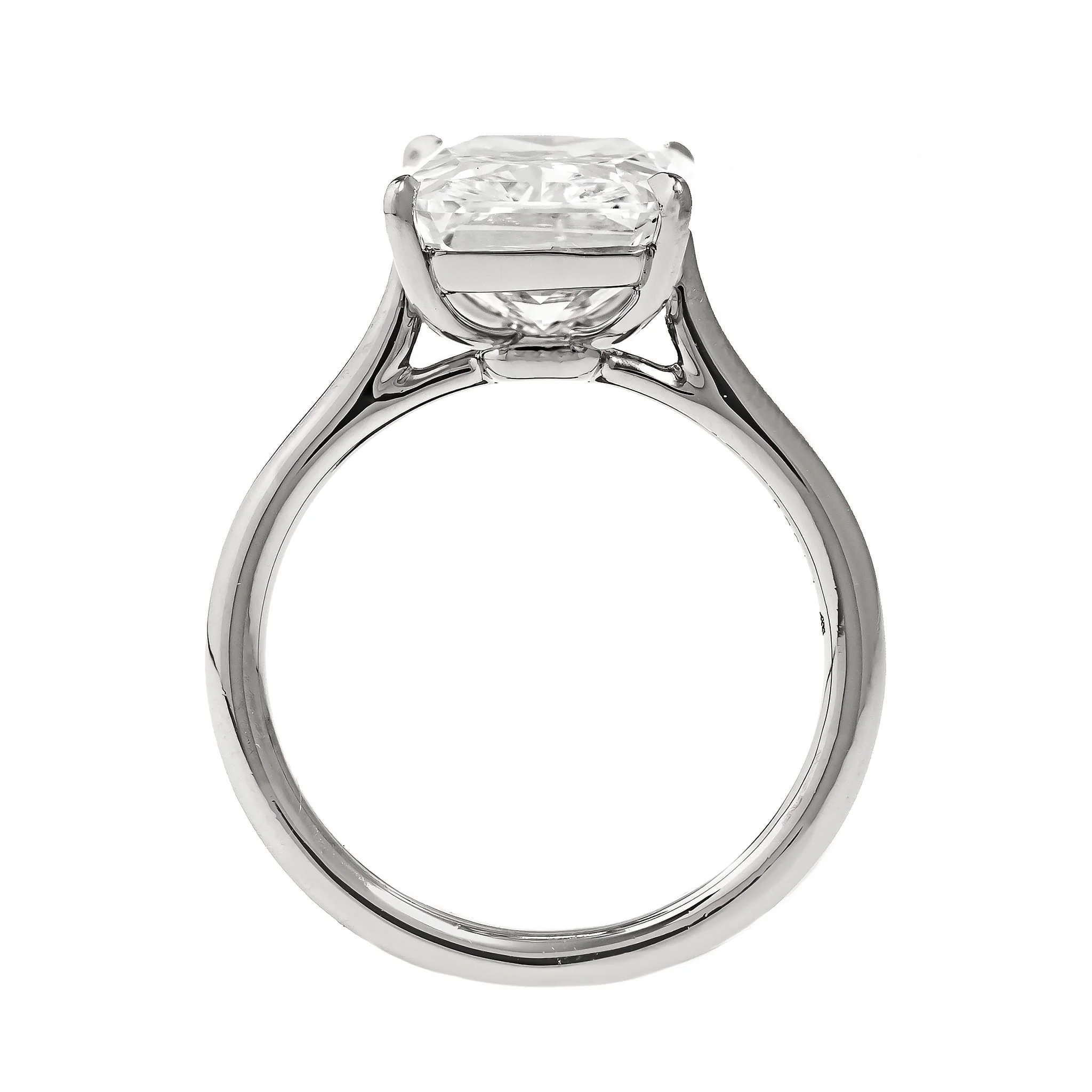 Platinum Radiant Cut Diamond Cathedral Engagement Ring - Image 3