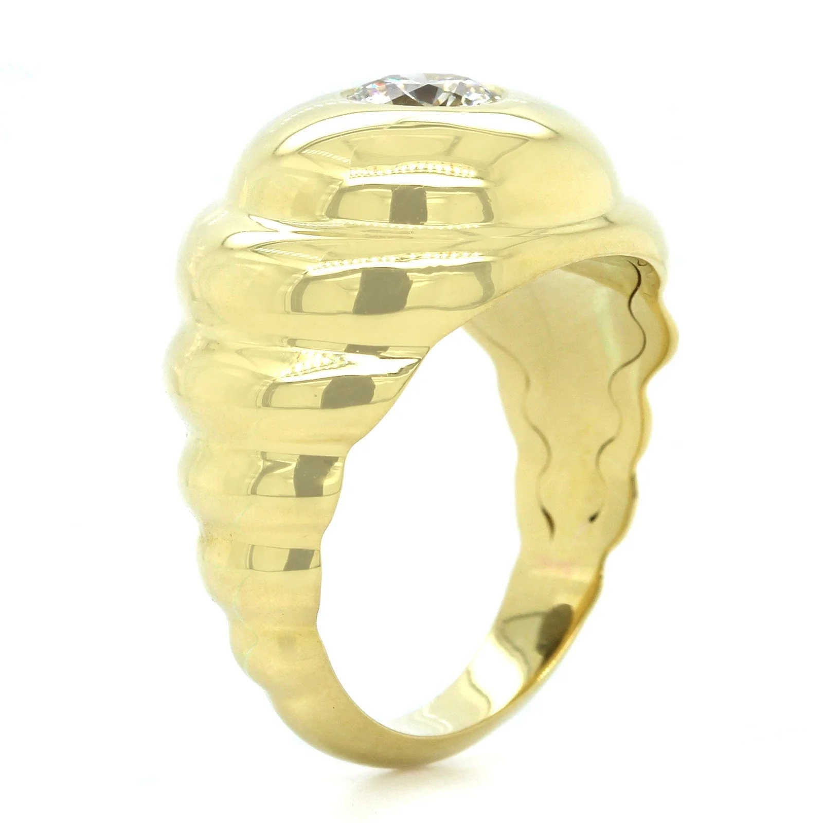 18K Yellow Gold Scalloped Diamond Ring - Image 2