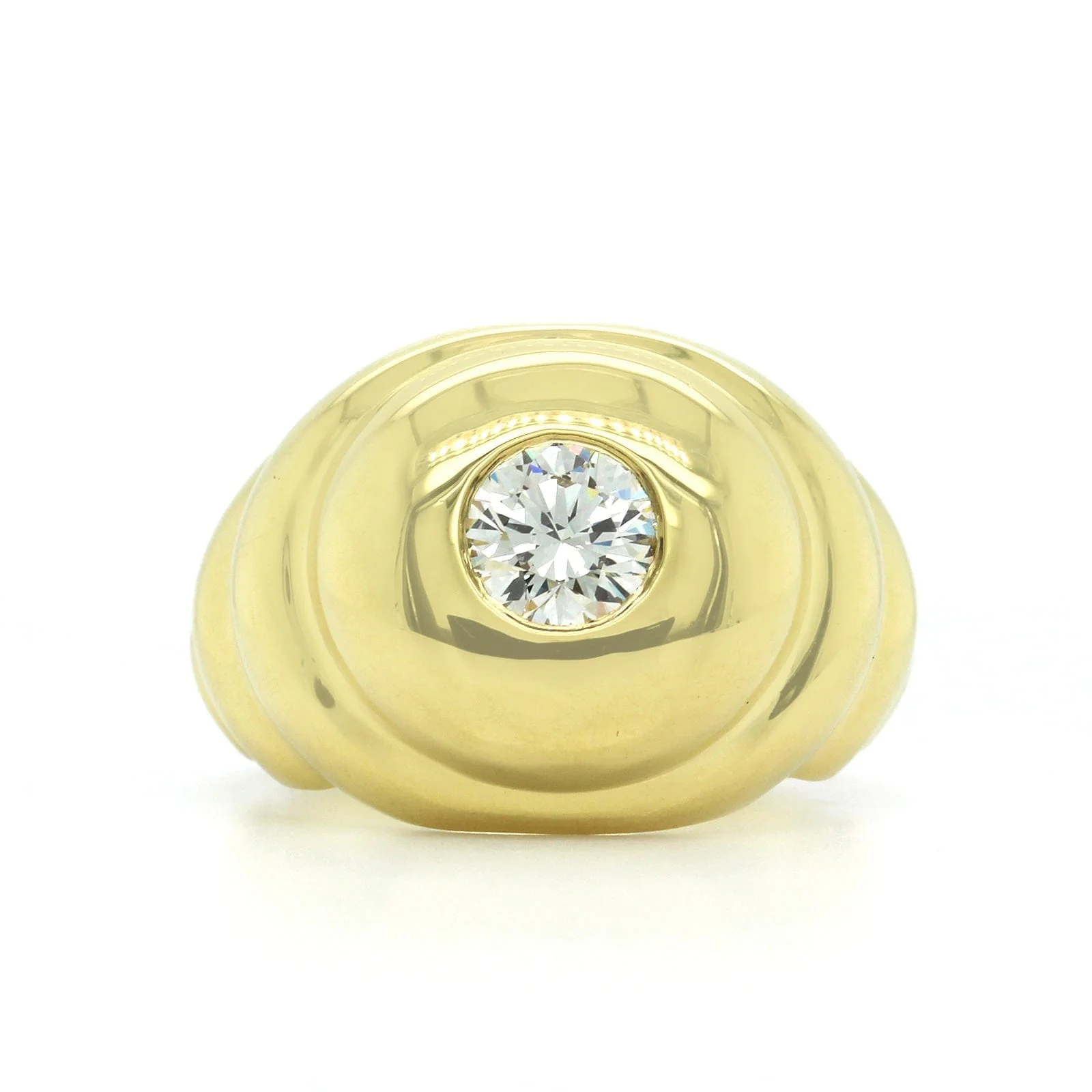 18K Yellow Gold Scalloped Diamond Ring - Image 4