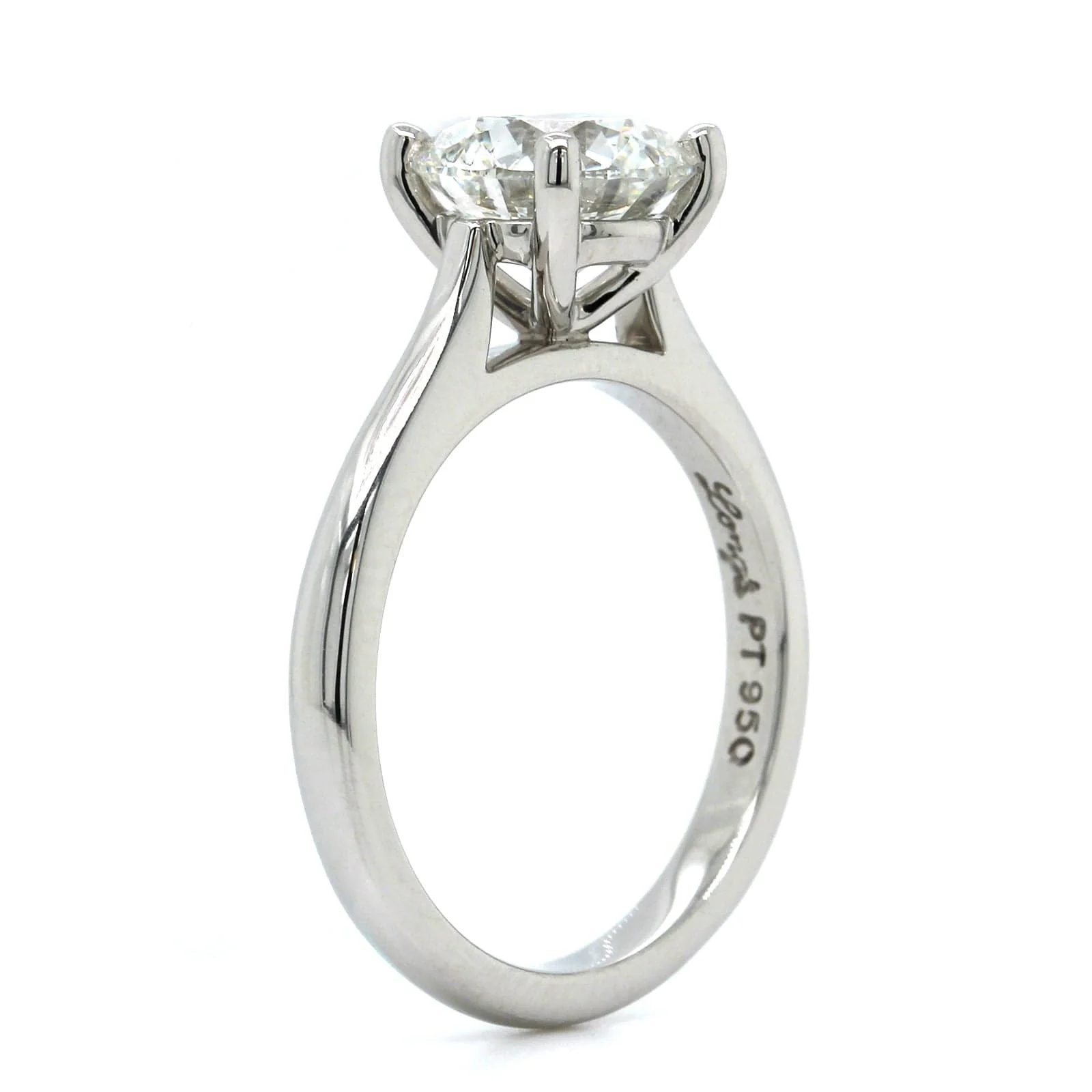 Platinum Round Diamond Solitaire Engagement Ring - Image 2