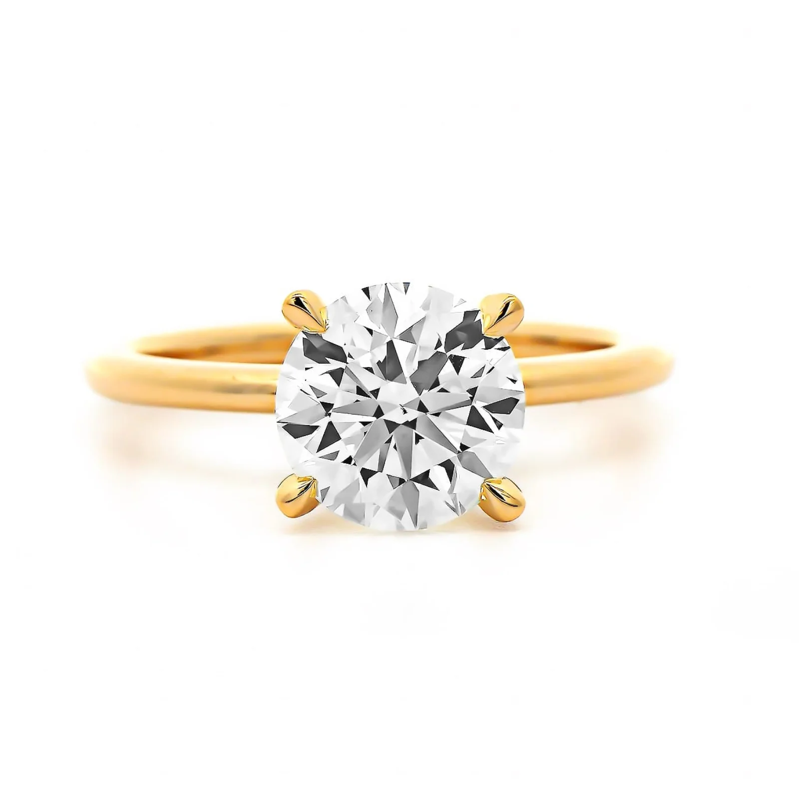 18K Yellow Gold Round Diamond Solitaire Engagement Ring