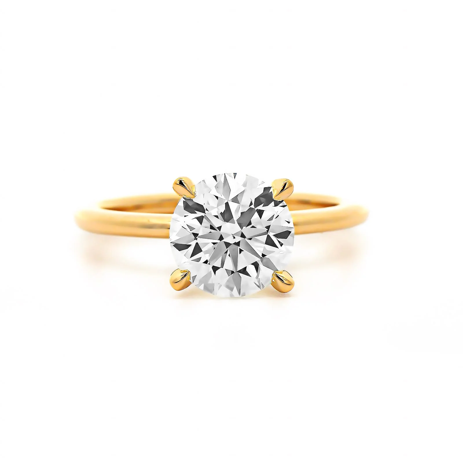 18K Yellow Gold Round Diamond Solitaire Engagement Ring - Image 5
