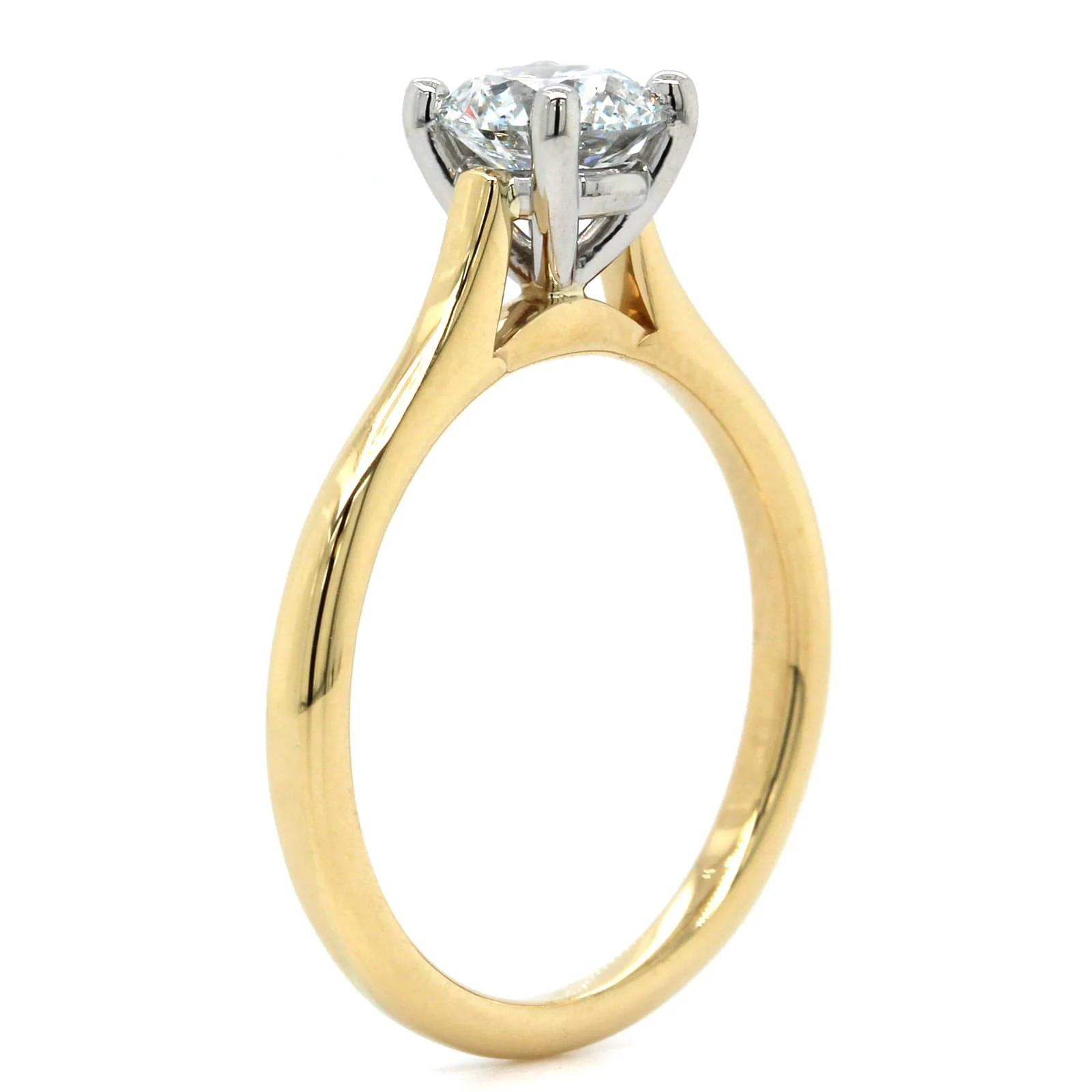 18K Yellow Gold and Platinum Diamond Solitaire Engagement Ring - Image 2