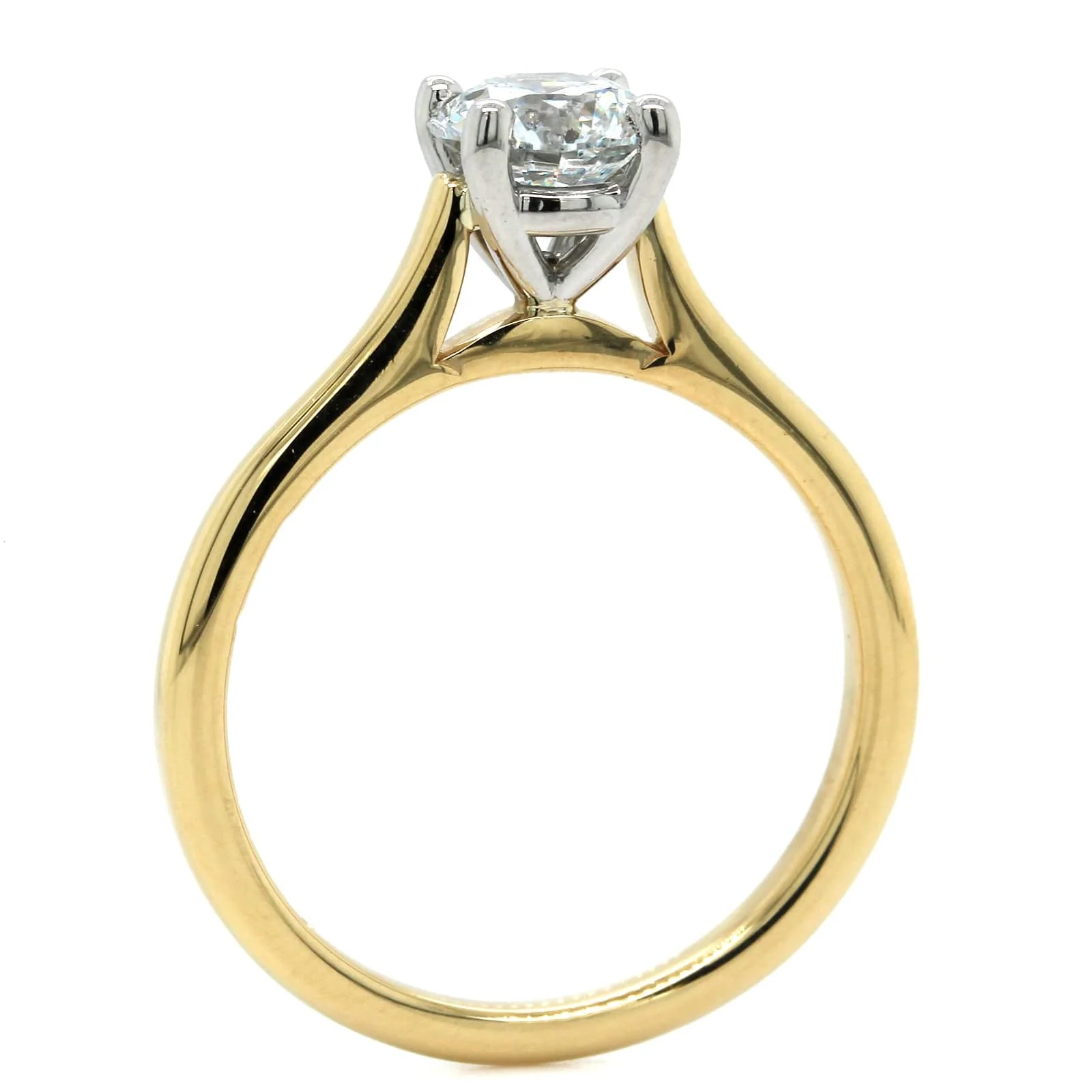 18K Yellow Gold and Platinum Diamond Solitaire Engagement Ring - Image 3