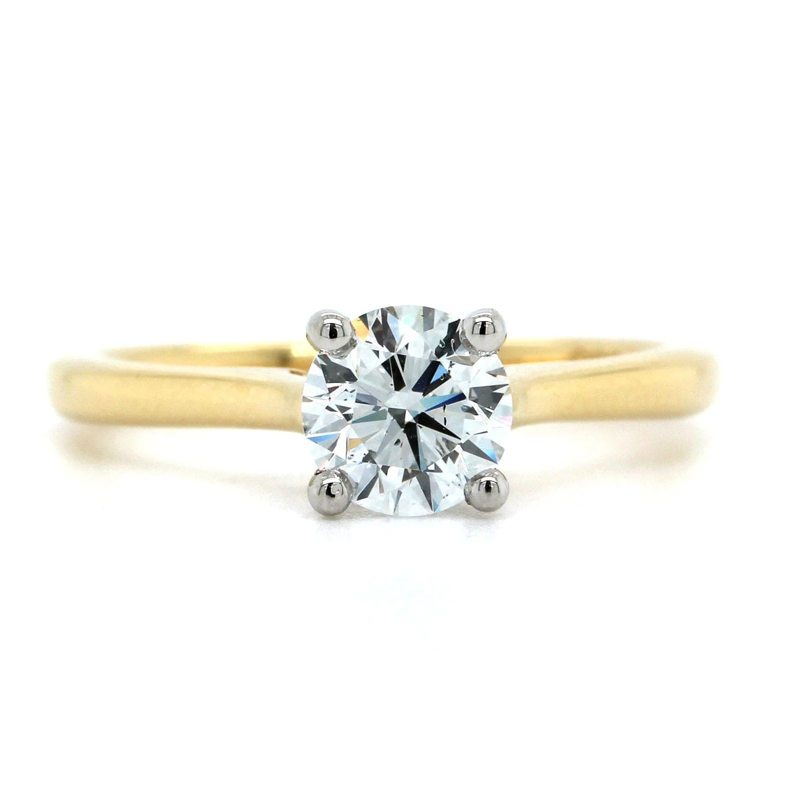 18K Yellow Gold and Platinum Diamond Solitaire Engagement Ring - Image 4