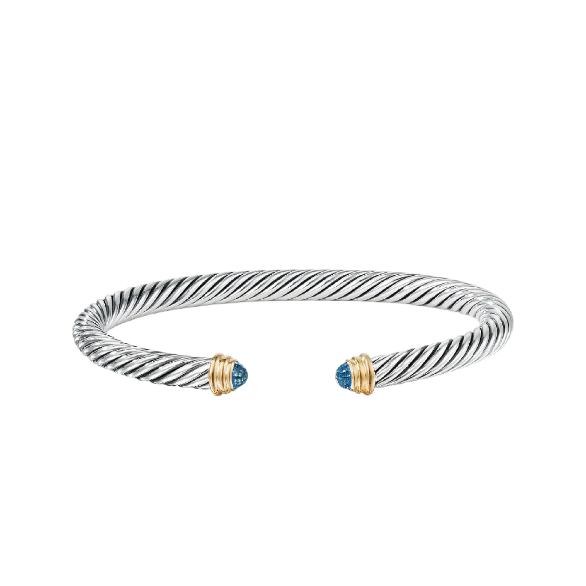 Cable Classics Bracelet with Blue Topaz and Gold - Image 3