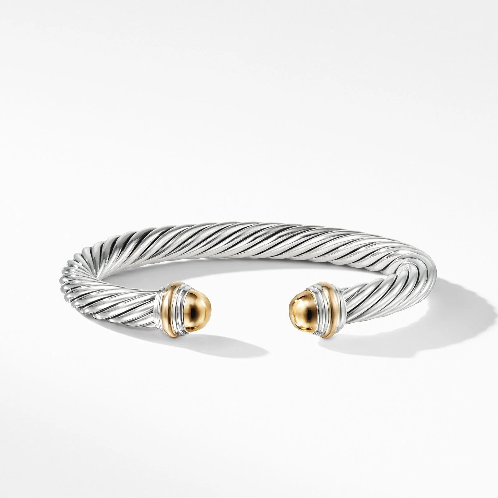 Classic Cable Bracelet in Sterling Silver with 14K Yellow Gold Domes, 7mm - Image 2