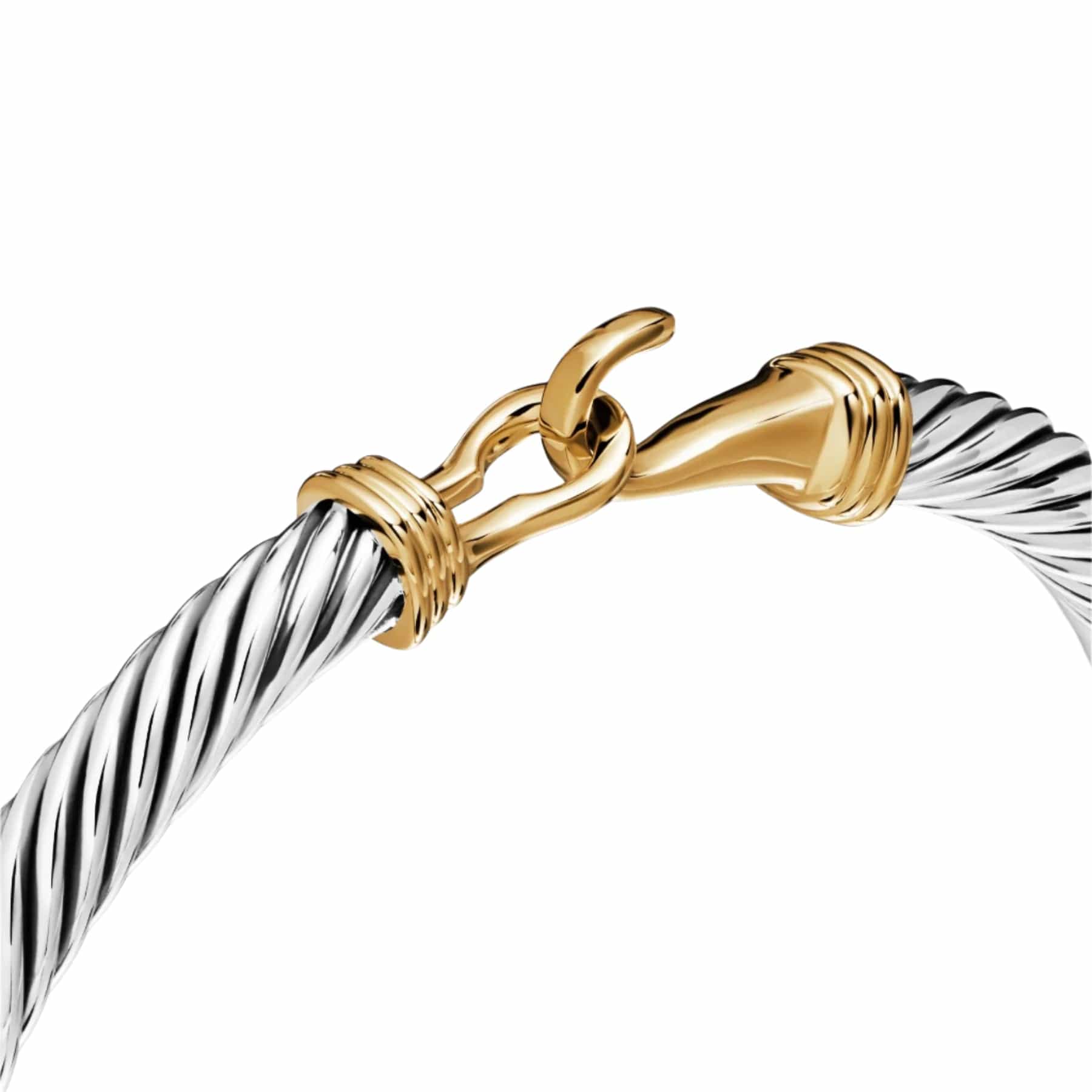 Buckle Classic Cable Bracelet Sterling Silver with 14K Yellow Gold, 5mm - Image 3