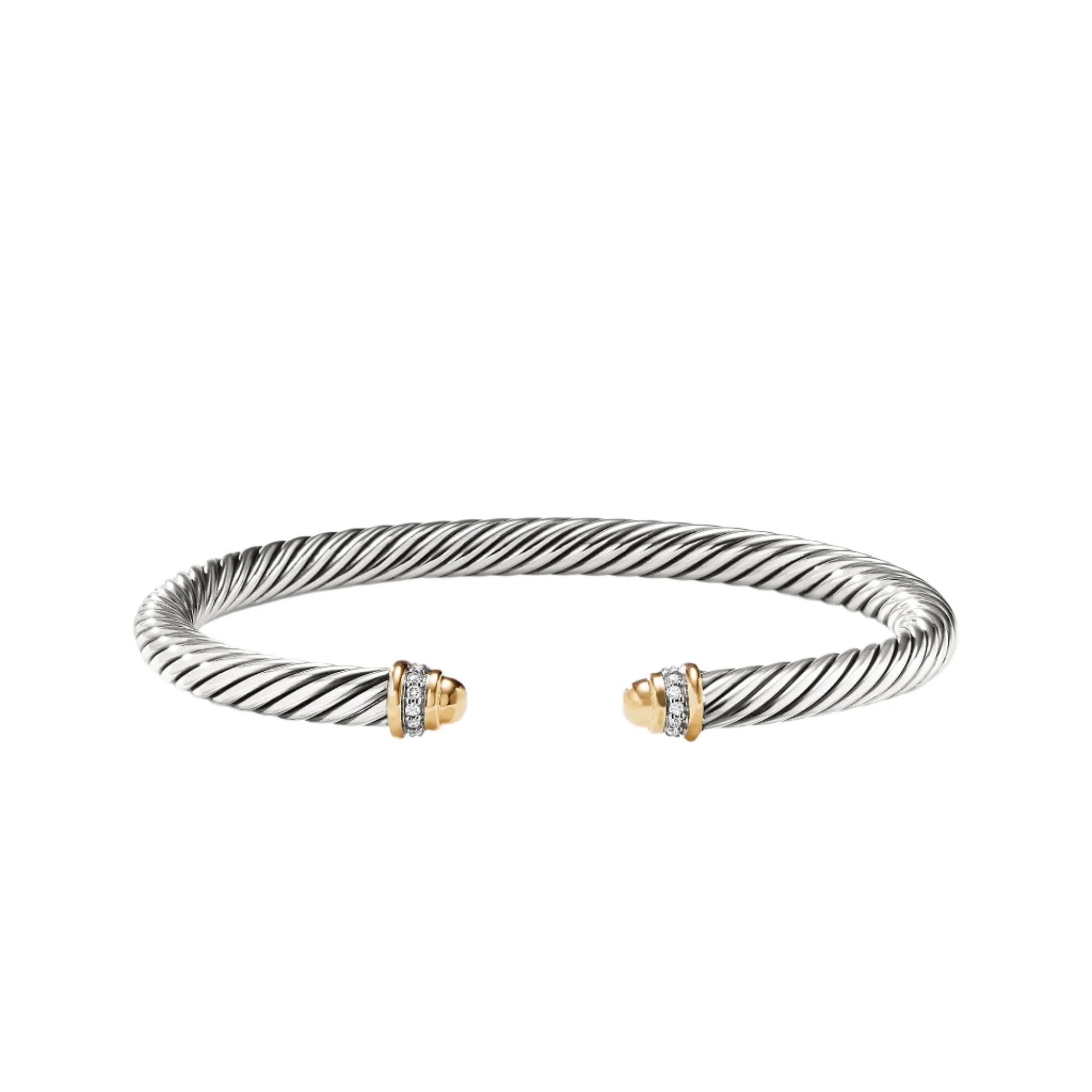 Cable Classics Bracelet with Gold Domes and Diamonds - Image 3
