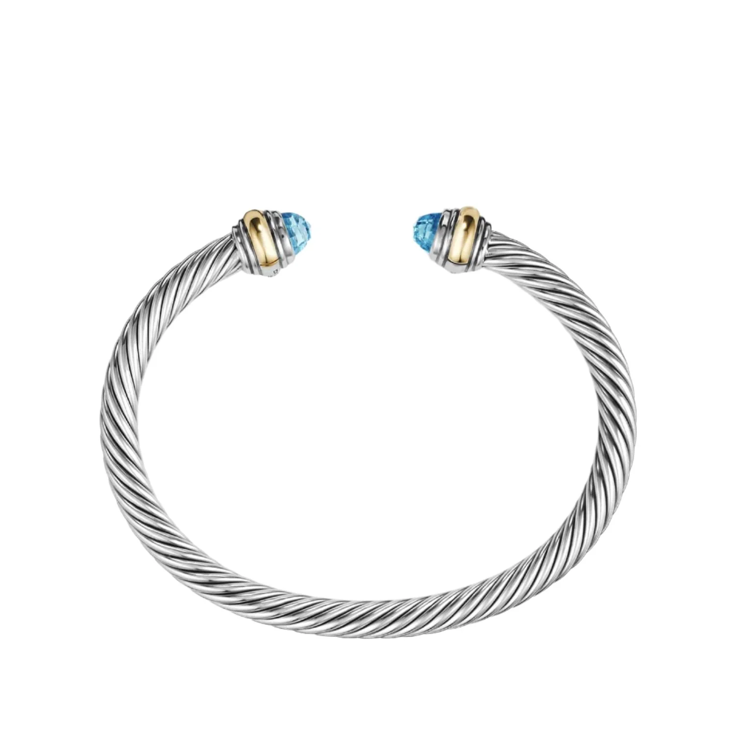 Cable Classic Bracelet with Blue Topaz and Gold - Image 3
