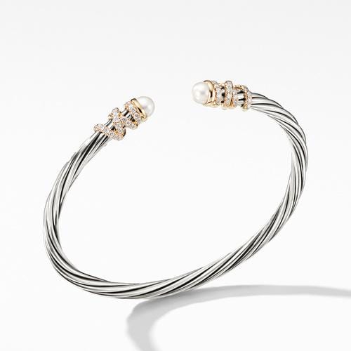 Helena End Station Bracelet with Pearls, Diamonds and 18K Gold, 4mm - Image 3