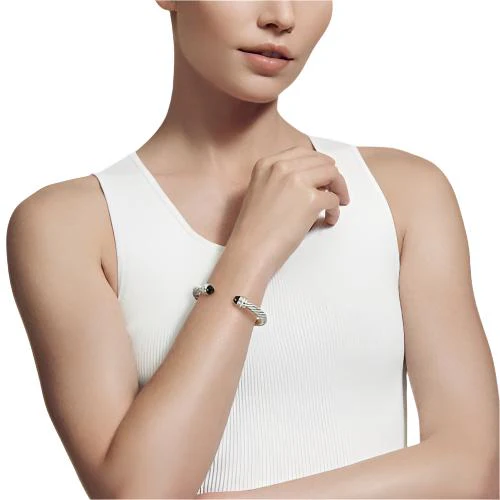 Cable Bracelet with Blue Topaz and Diamonds - Image 2