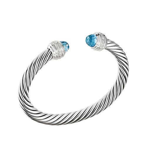 Cable Bracelet with Blue Topaz and Diamonds - Image 3