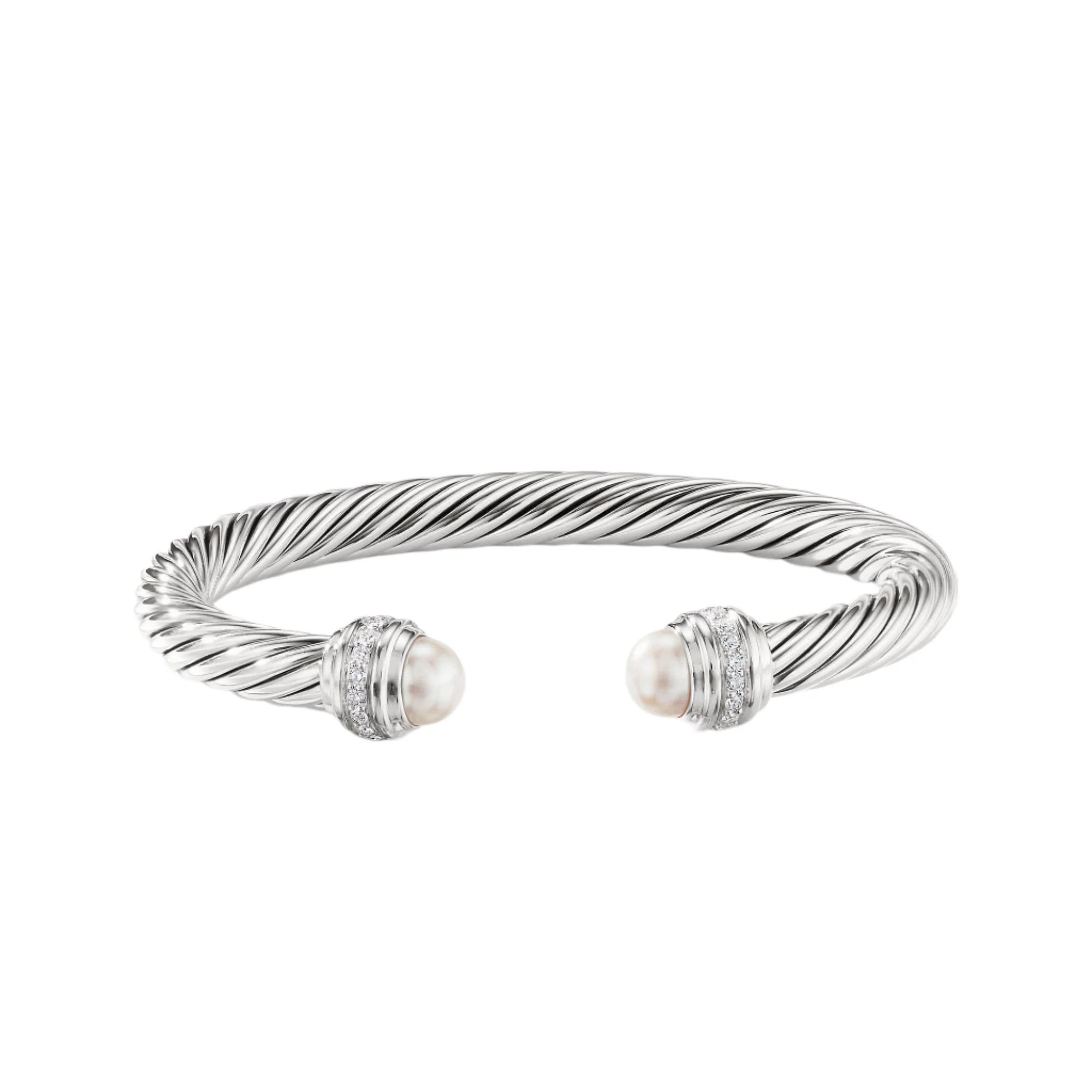 Cable Bracelet with Pearls and Diamonds - Image 3