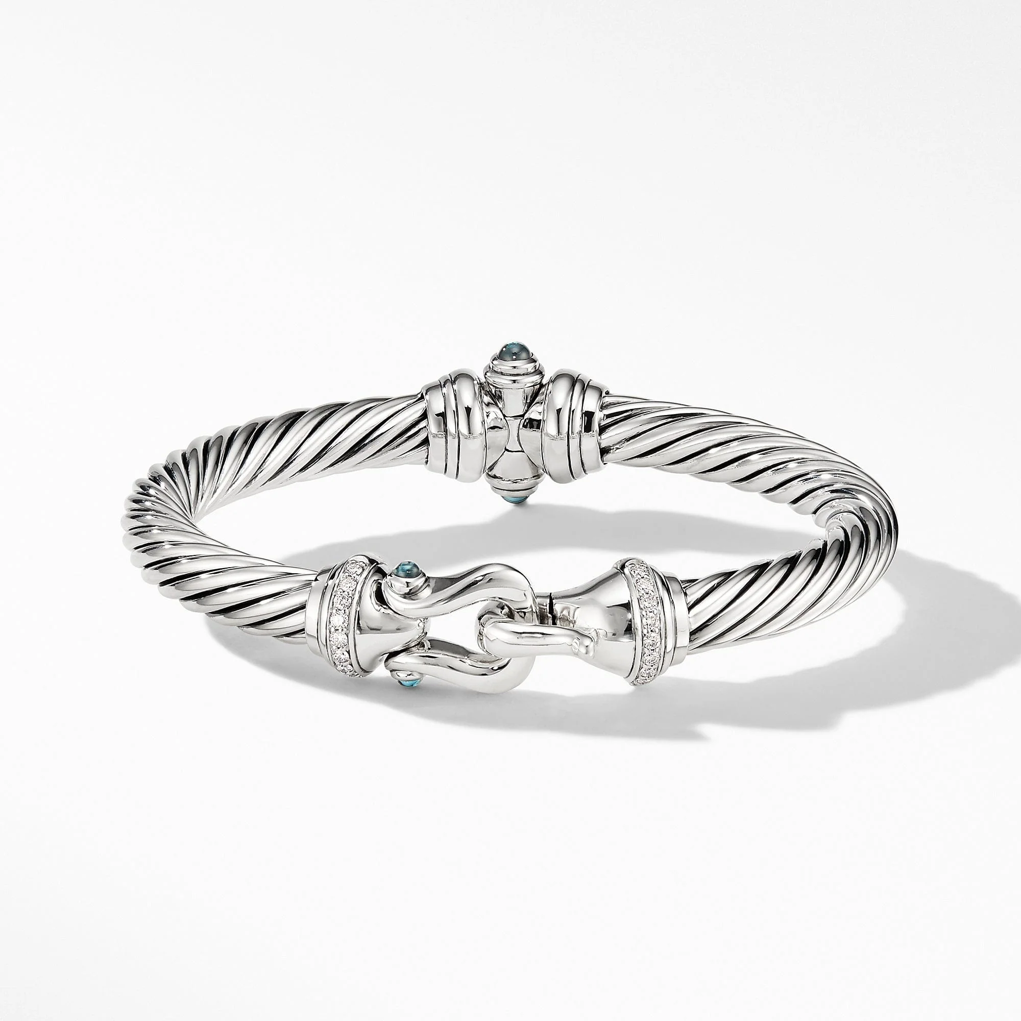 Cable Buckle Bracelet with Hampton Blue Topaz and Diamonds - Image 3