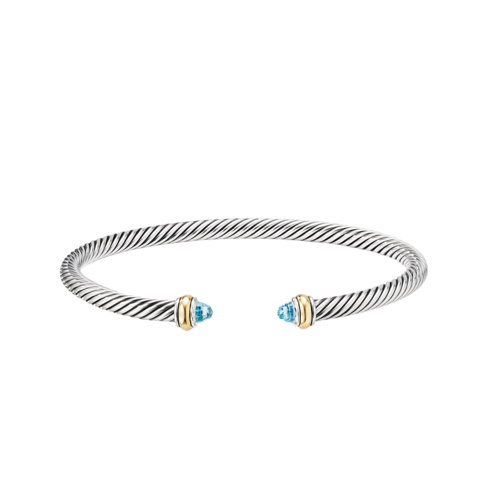 Cable Classic Bracelet with Blue Topaz and 18K Yellow Gold - Image 3