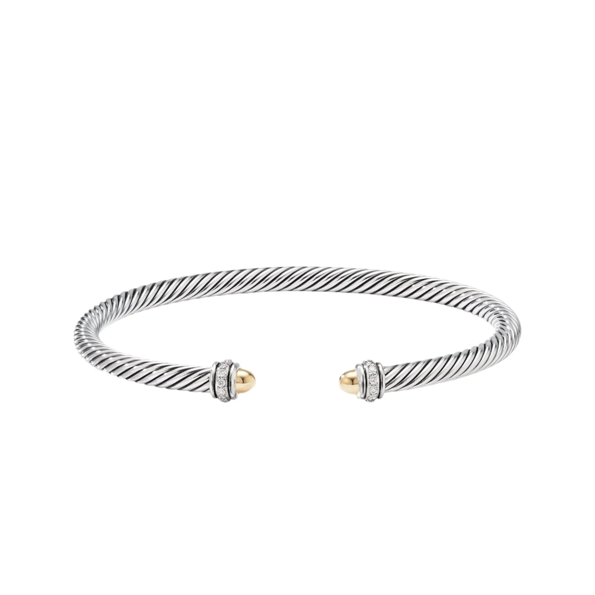 Cable Classic Bracelet with 18K Yellow Gold Domes and Diamonds - Image 3