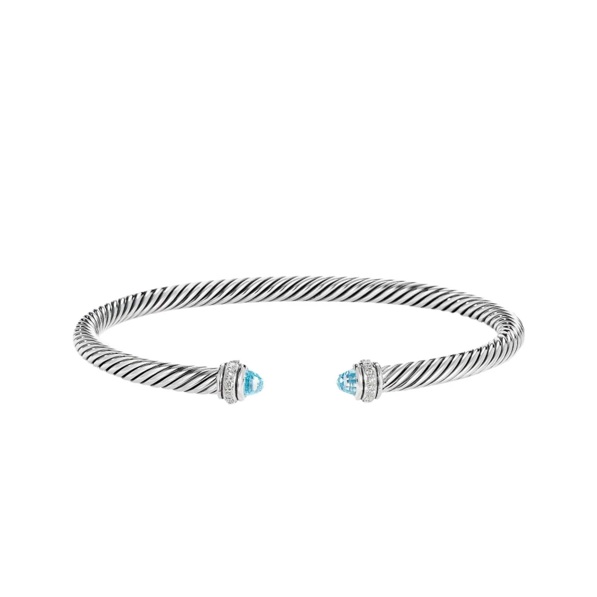 Cable Classic Bracelet with Blue Topaz and Diamonds - Image 2