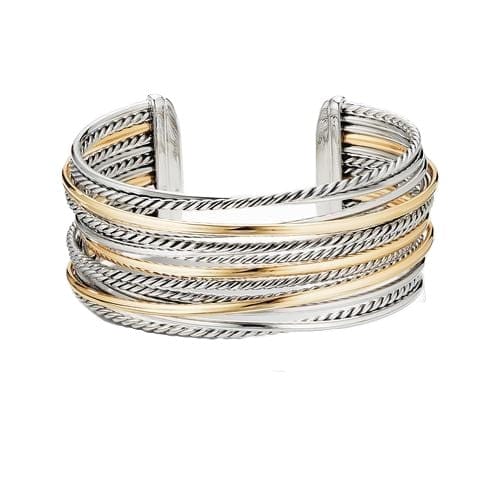 Crossover Wide Cuff Bracelet with 18K Yellow Gold