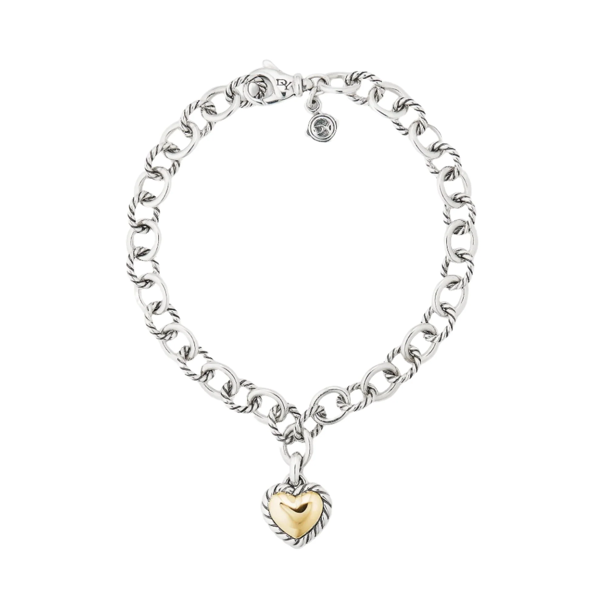 Cable Cookie Classic Heart Charm Bracelet with 18K Yellow Gold - Image 3
